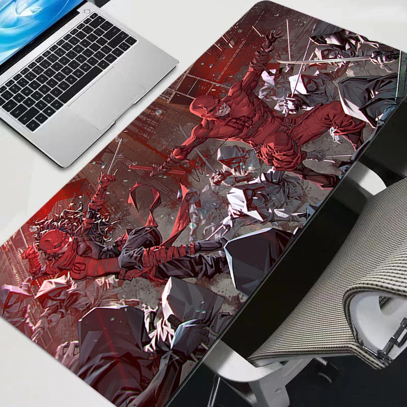 แผ่นรองเมาส์สำหรับเล่นเกมเดรดเดวิลแผ่นรองเมาส์คอมพิวเตอร์ขนาดใหญ่แบบไม่ลื่นแผ่นรองโต๊ะพีซีอะนิเมะพรมคีย์บอร์ดอุปกรณ์เสริมสำหรับเกมเมอร์แผ่นรองโต๊ะ