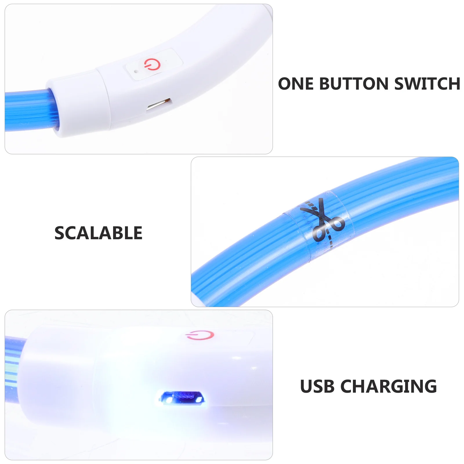 

USB Charging Dog Glowing Collar LED Luminous Pet Collar Night Safety Light Durable Adjustable Dog Neck Decoration