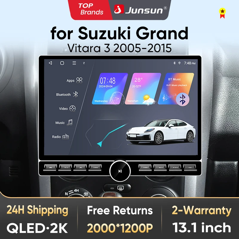 Junsun – autoradio QLED sans fil CarPlay Android Auto, 13.1 pouces, pour Suzuki Grand Vitara 3 2005 – 2015, systèmes intelligents DSP SWC RDS