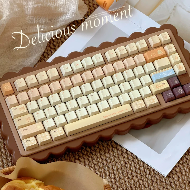 Cookie Milk Crispy Keycaps Set Customized PBT Heat Sublimation Cherry Profile Cute Keycaps Mechanical Keyboard Accessories