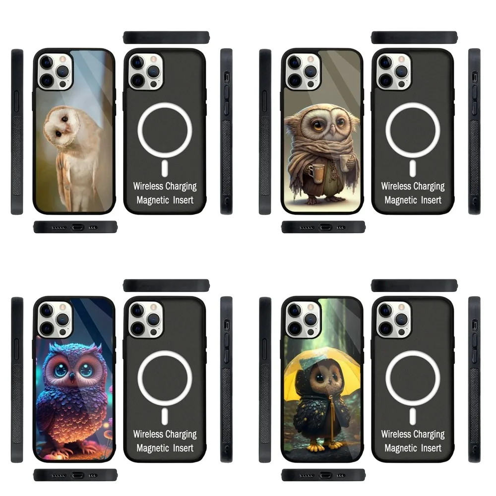 

Cute Owl Phone Case Strong Magnetic For IPhone 15,14,13,Pro,Max,Plus,11,12,Mini For Magsafe Wireless Charging