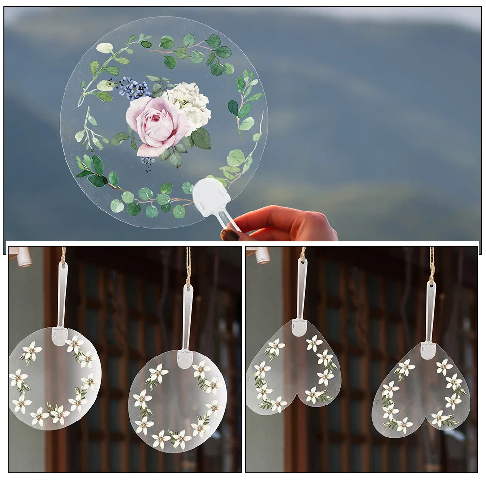 

8Pcs Transparent Blank Fan DIY Drawing Kids Graffiti Hand Fan for Craft Painting Activity Creative Educational Tool Party Favor