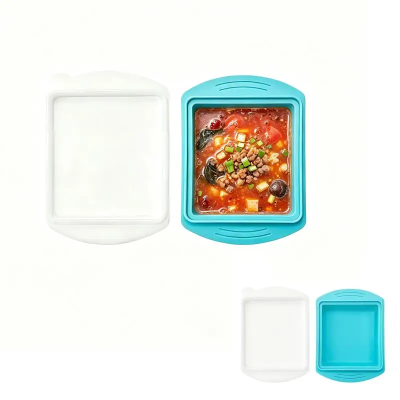 BPA Free Food Grade Silicone Freezer Tray 7 Compartment Stackable Leak Proof Lid for Meal Prep Soup and Baby Food Storage