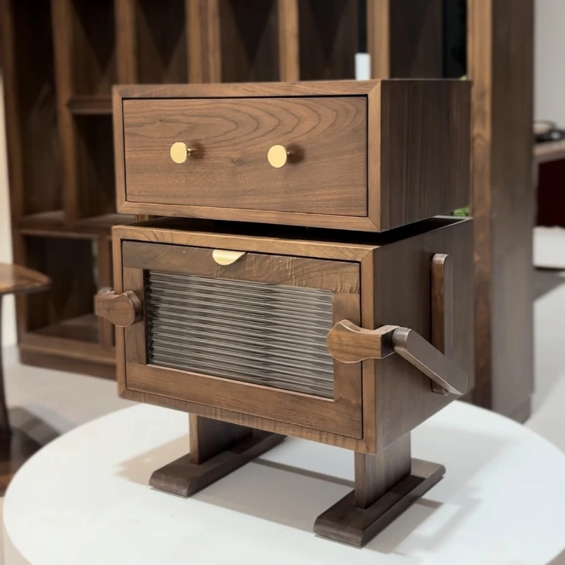 Solid wood robot cabinet sofa side cabinet bedroom living room storage cabinet
