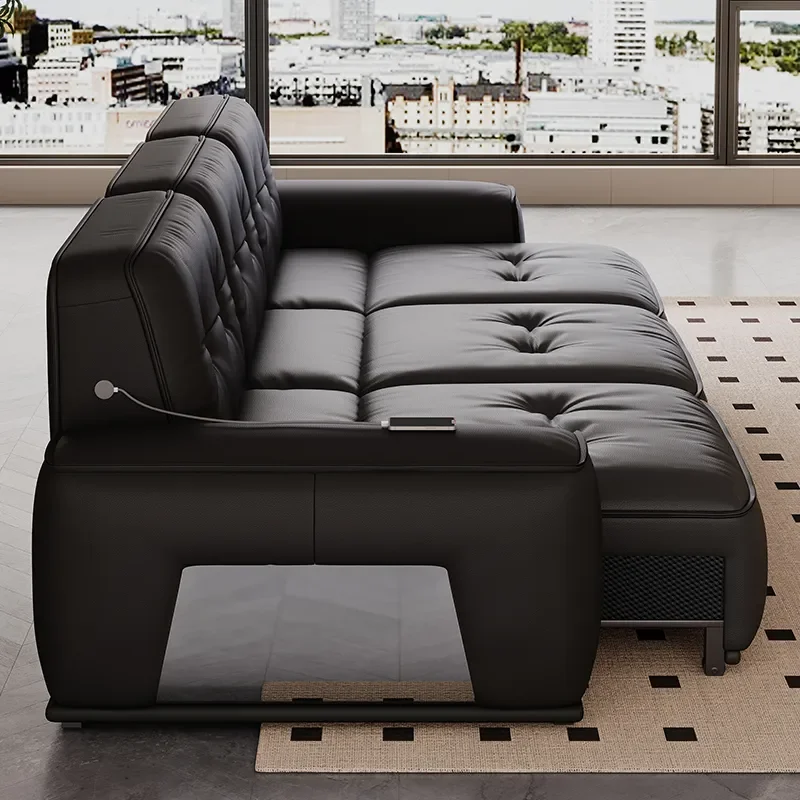 for Black King Kong Electric Sofa Bed 3 Seater Adjustable Retractable Folding Couch Washable Dual Purpose for Living Room view 4