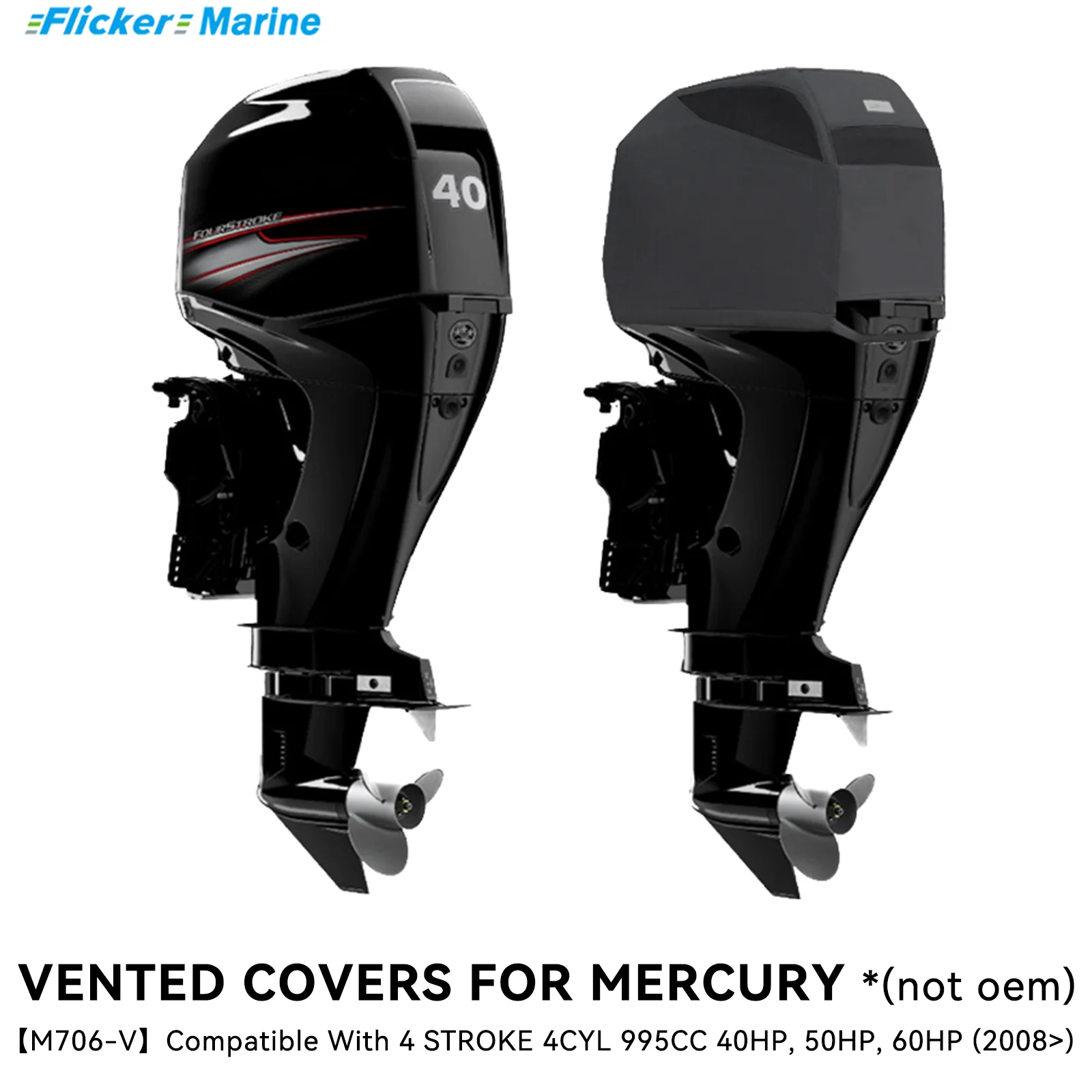 

Крышка подвесного двигателя с вентиляцией мерцания, совместимая с Mercury 40/50/60 л.с., усиленный холст, флисовая подкладка, надежная посадка, всесезонная