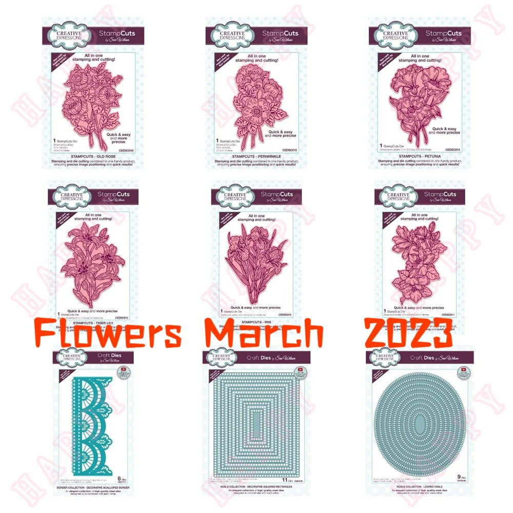 

2023 New Cutting Dies Stamps Rose Periwinkle Petunia StampCuts Craft Scrapbook Diary Decoration Paper Card Embossing Template