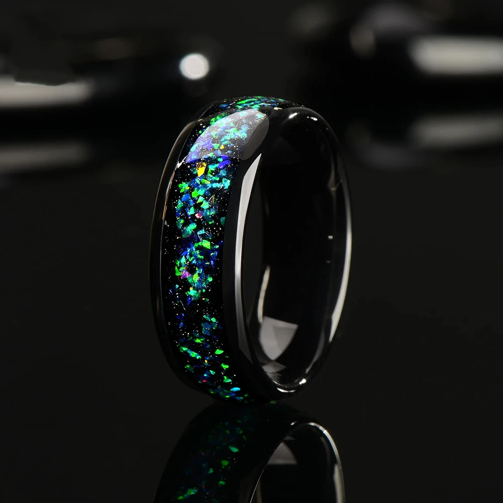 الحديثة الأسود الصلب خاتم مجردة الفضة احباط الفن الفاخرة ماتي النهاية رجالي موضة الزفاف الفرقة بيان مجوهرات هدية #5