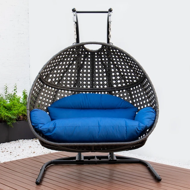 Double Egg Swing Chair Hanging Rattan Swing Egg Chair With Stand AliExpress