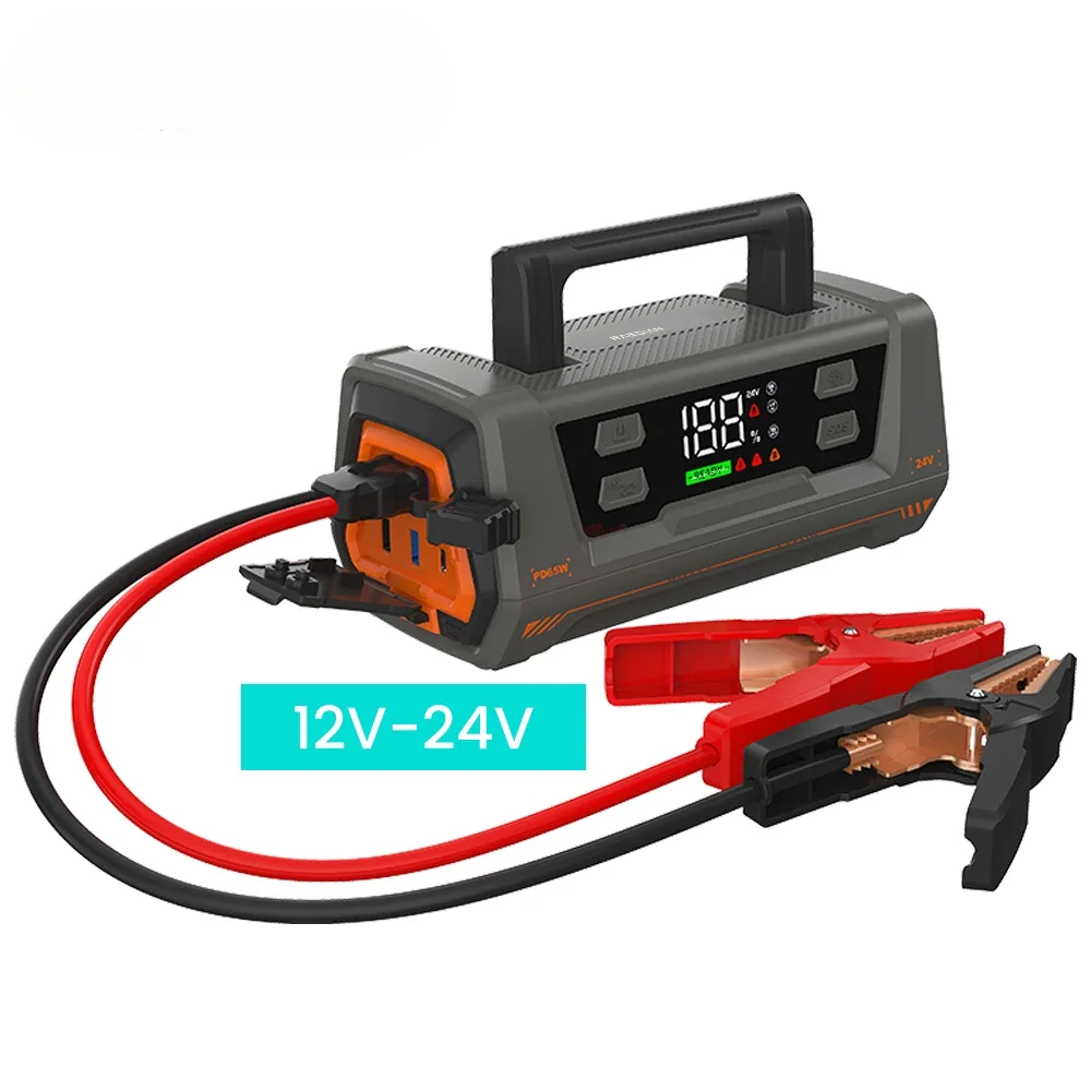 12V 24V Jump Starter 2000A Multi-Function Portable Lithium Battery Car Jump Starter ,24v Car Truck Jumper