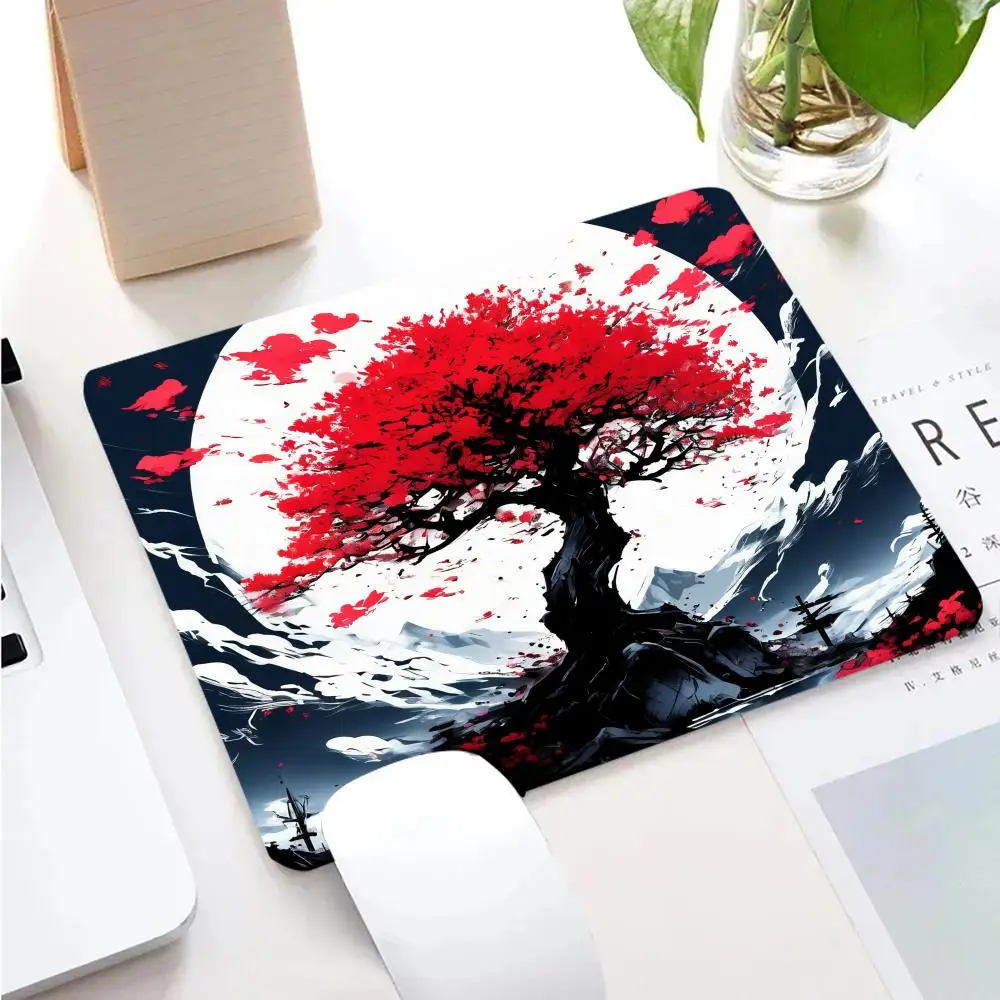 Japanese Cherry Blossom Mouse Pad Red Cherry Blossom Design 40x45cm Rubber Anti-Slip Gaming Mouse Pad Compact Decorative Pad