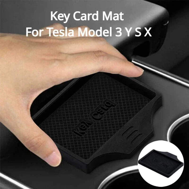 Car Key Card Holder Mat for Tesla Model 3 Y S X Car Engine Start Card Key Limiting Stopper Silicone Key Proximity Card Slot