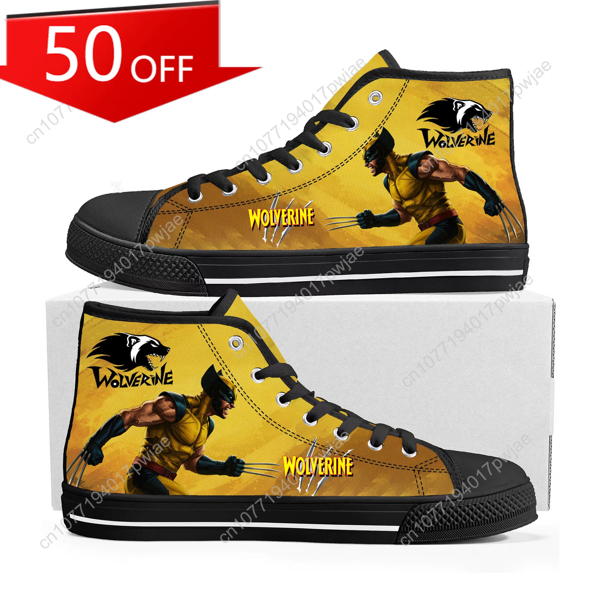 

Marvels Wolverine High Top High Quality Sneakers Mens Womens Canvas Sneaker Ghana Fashion Casual Shoes Custom Shoes