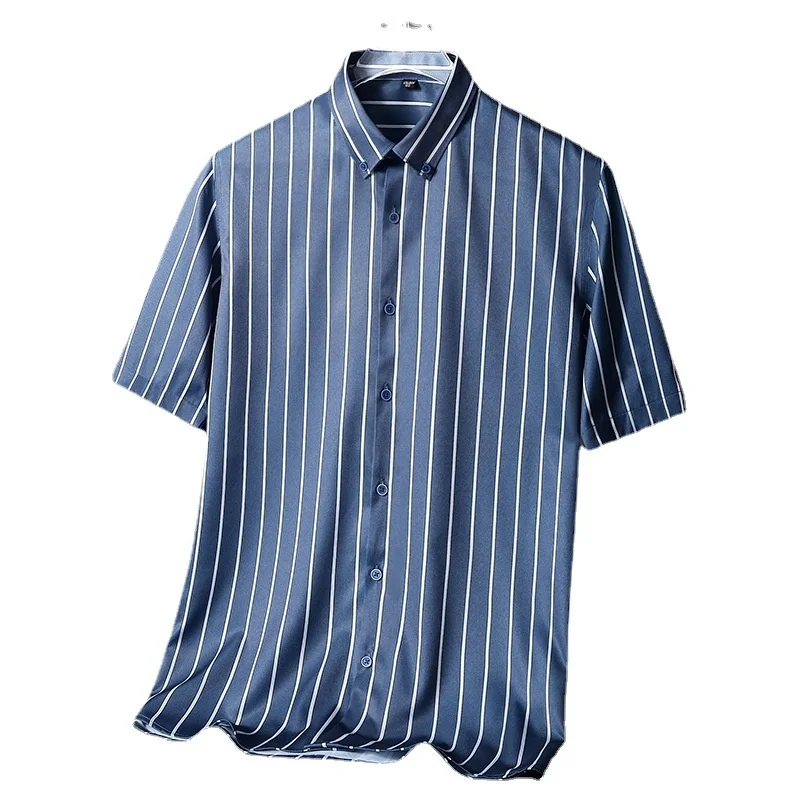 

2022 Summer New Elastic Short Sleeve Men's Breathable Comfortable Cool Handsome Striped Shirts