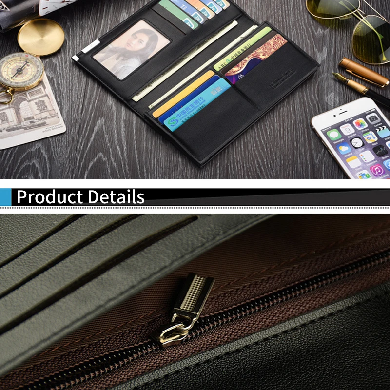 Man Leather Wallet Long Car Logo Drivers Licence Card Holder Accessories For Lada Niva Vesta Samara Kalina Largus Priora Granta