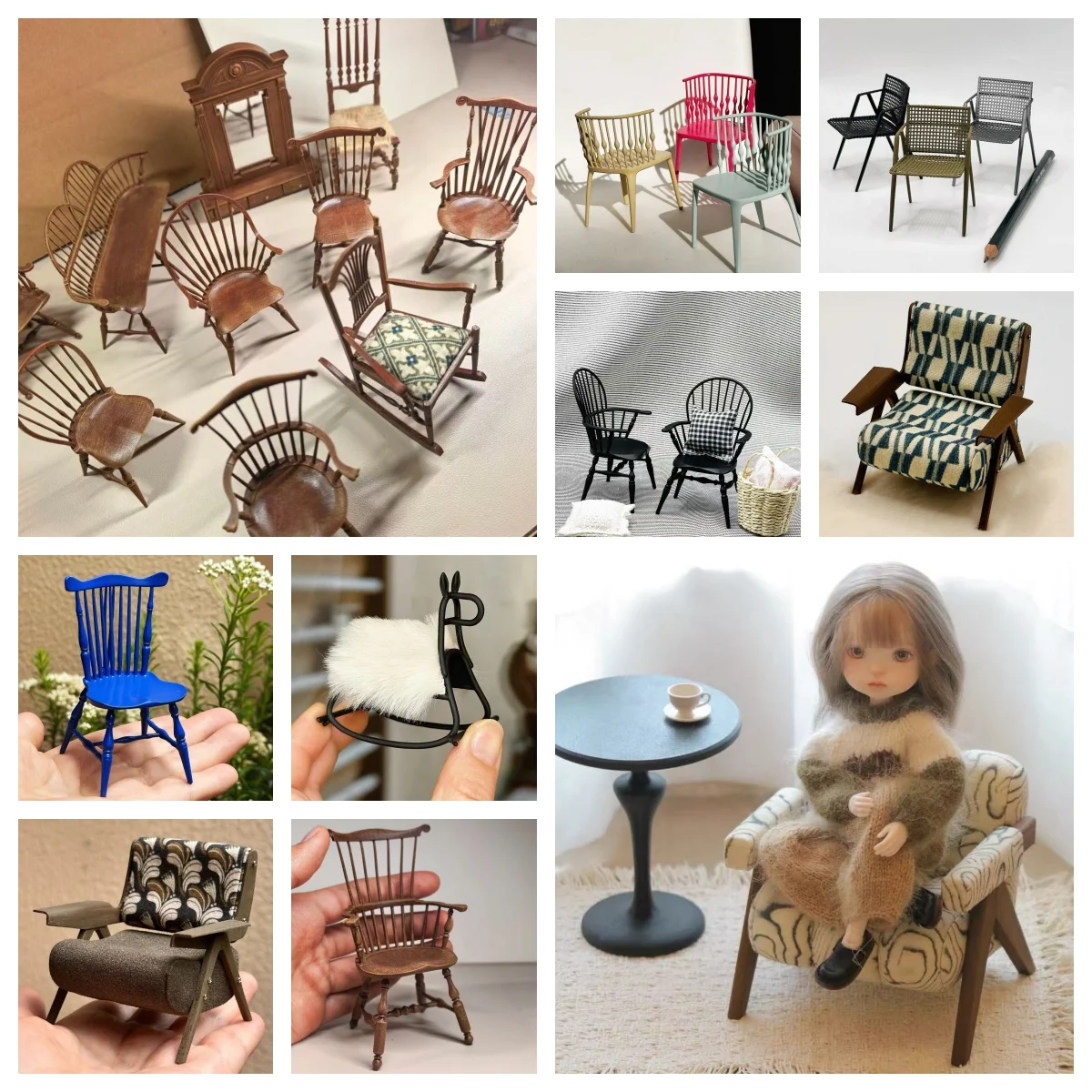 Outdoor Furniture Resin - 1/12 Scale Vintage Windsor Chair Set