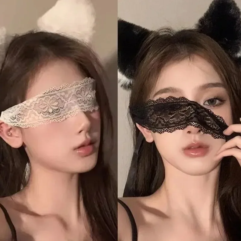 여성용 레이스 블랙 속이 비치는 눈가리개 패치 코스프레 의상 액세서리 붕대 스트랩 여성 파티 섹시 아이 커버