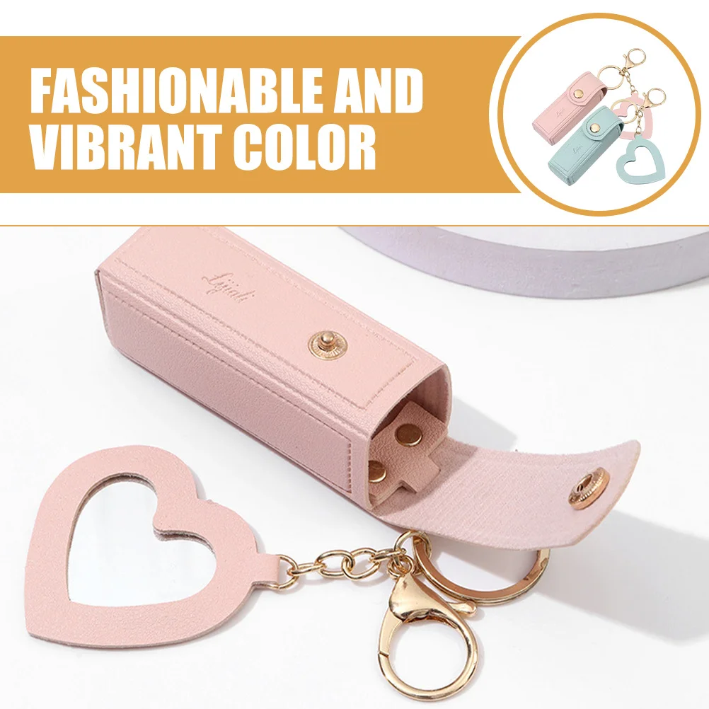 

2Pcs Keychain Lipstick Case Vibrant Color Durable Small Essentials Organizer Portable Lip Gloss Holder for Purse