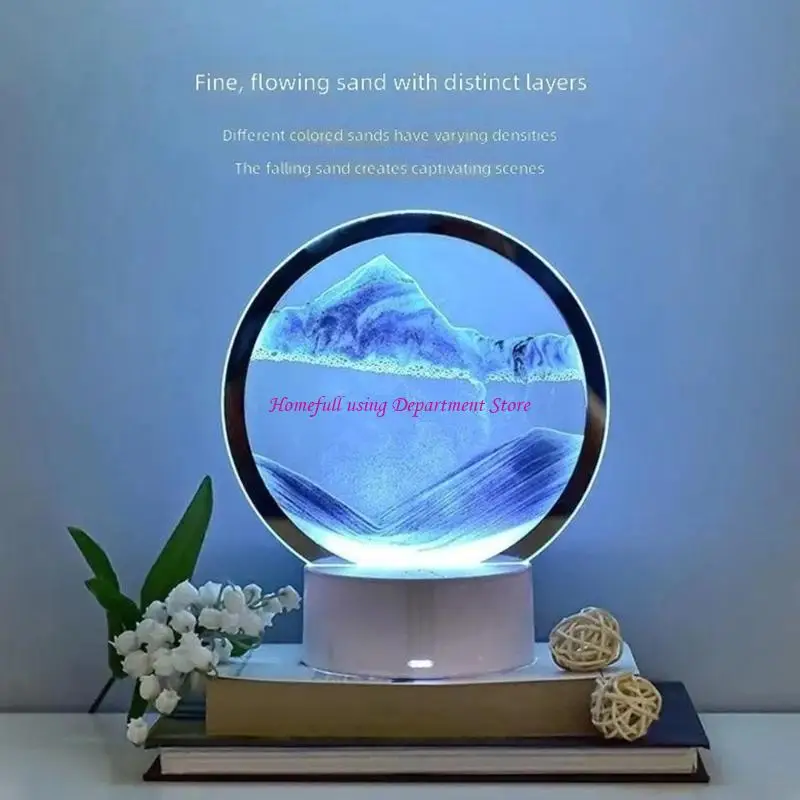  Calm Desk Lights with Moving Sand Picture and Glass Display Use