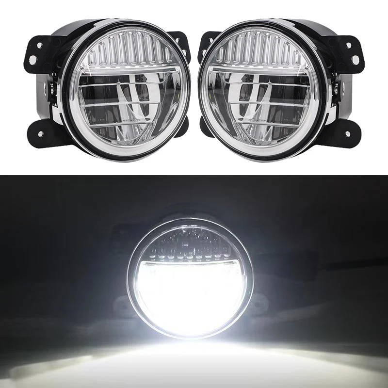 

Lantsun J343 LED Fog Light ABS Front Bumper Lamps Round Driving Offroad for Jeep for Wrangler JK07-17, 1-pair