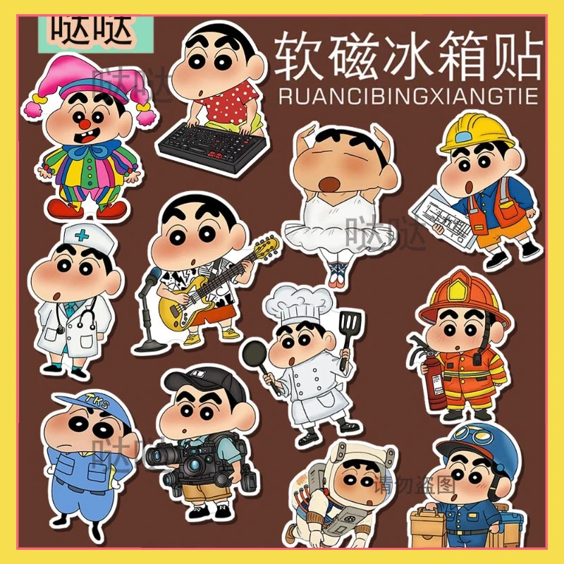 Anime Crayon Shin chan Cross dressing Magnetic Refrigerator Sticker High Beauty Gift Creative Decoration No Trace Magnetic