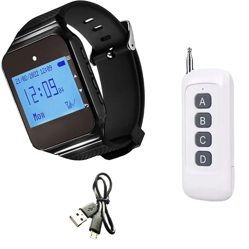 Alarma muñeca emergencia impermeable para cuidadores edad avanzada receptor reloj plástico