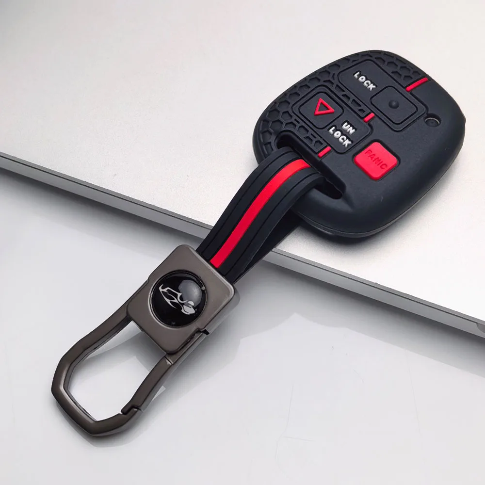 Keychain For Toyota FJ Cruiser Land 2008-2014 Yaris Echo For Lexus ES GS LS IS RX SC LX RX400h Silicone 3 Buttons Car Key Case view 4