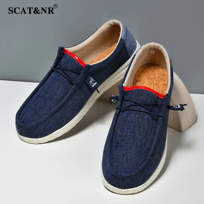 Men casual canvas shoes mens loafers breathable slip on flats male driving shoes plus size 48 walking shoes comfortable