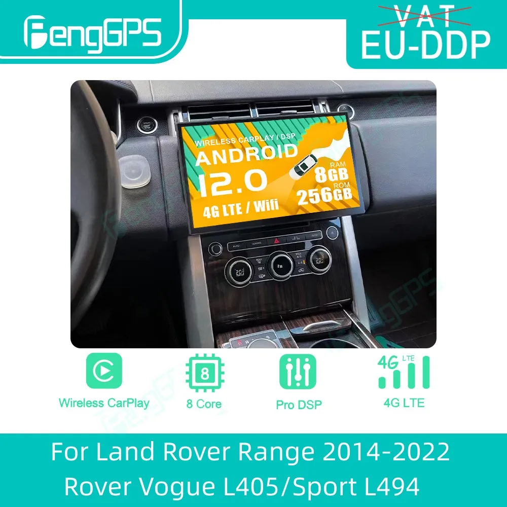 

Обновленный 2023 новейший 256G Android радиоприемник для Land Rover Range 2014-2022 Rover Vogue L405/Sport L494 мультимедийный Головной блок