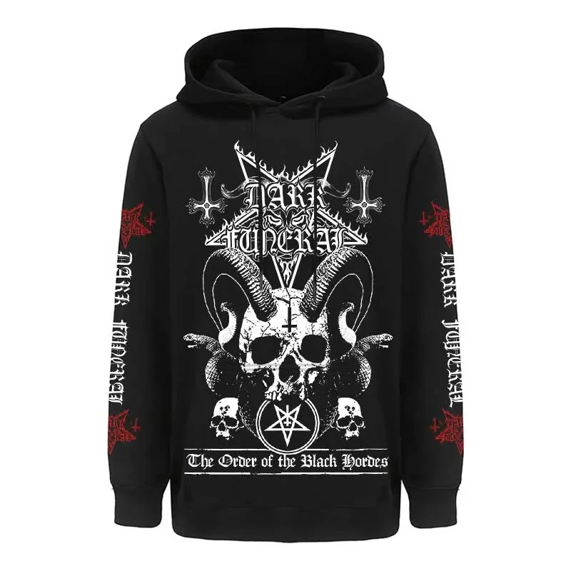 Sudadera con capucha negra de Metal para hombres y mujeres, ropa de calle de Hip Hop, estilo Harajuku, ropa con capucha de gran tamaño