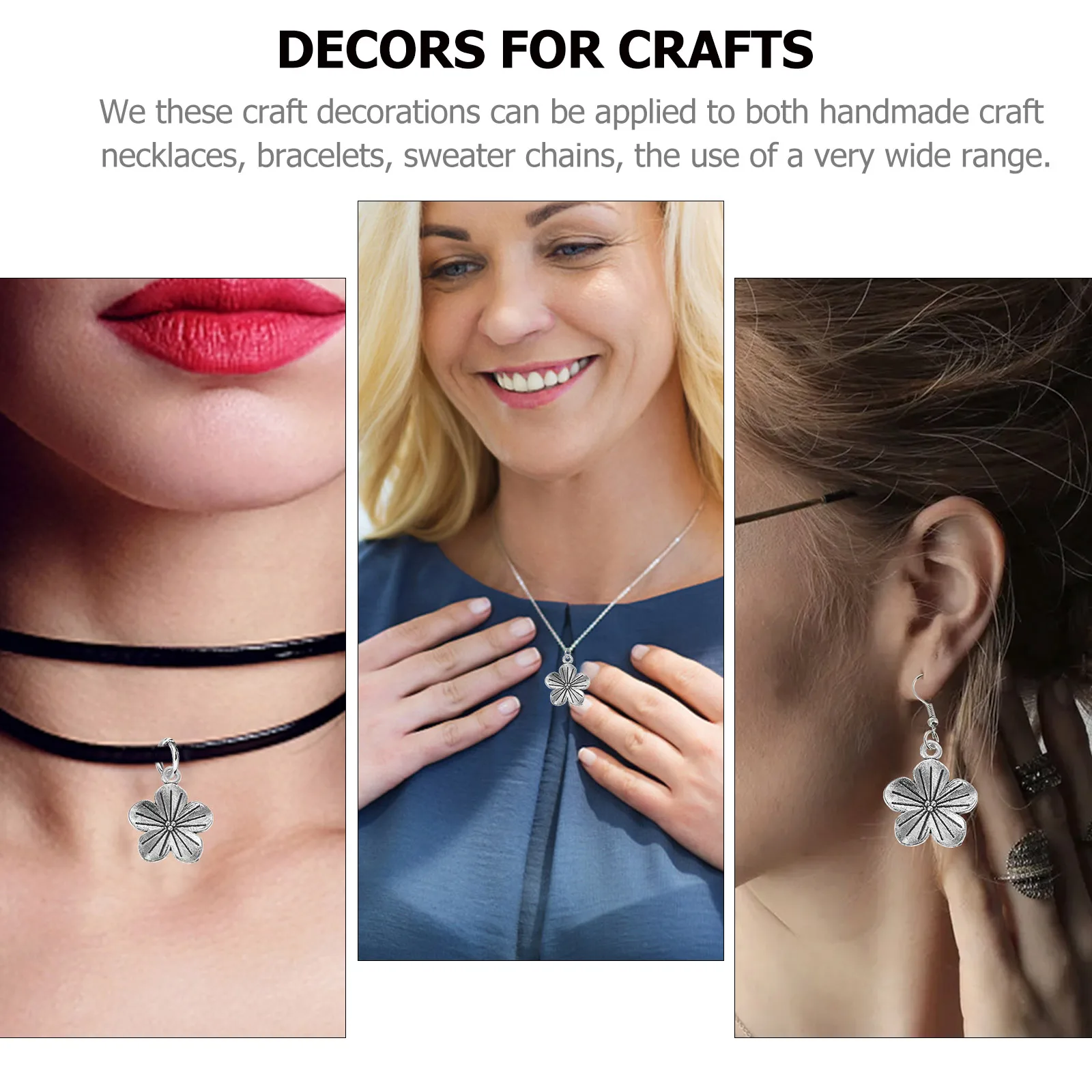 

50 шт. кулон с пятью лепестками цветка из цинкового сплава, принадлежности для изготовления ювелирных изделий, милые подвески, ожерелье, браслет, аксессуары в стиле ретро