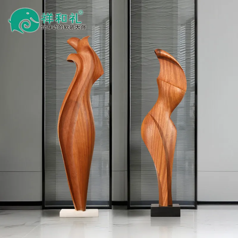 LMM entrance wood carving ornament floor new Chinese large soft decorative sculpture artwork