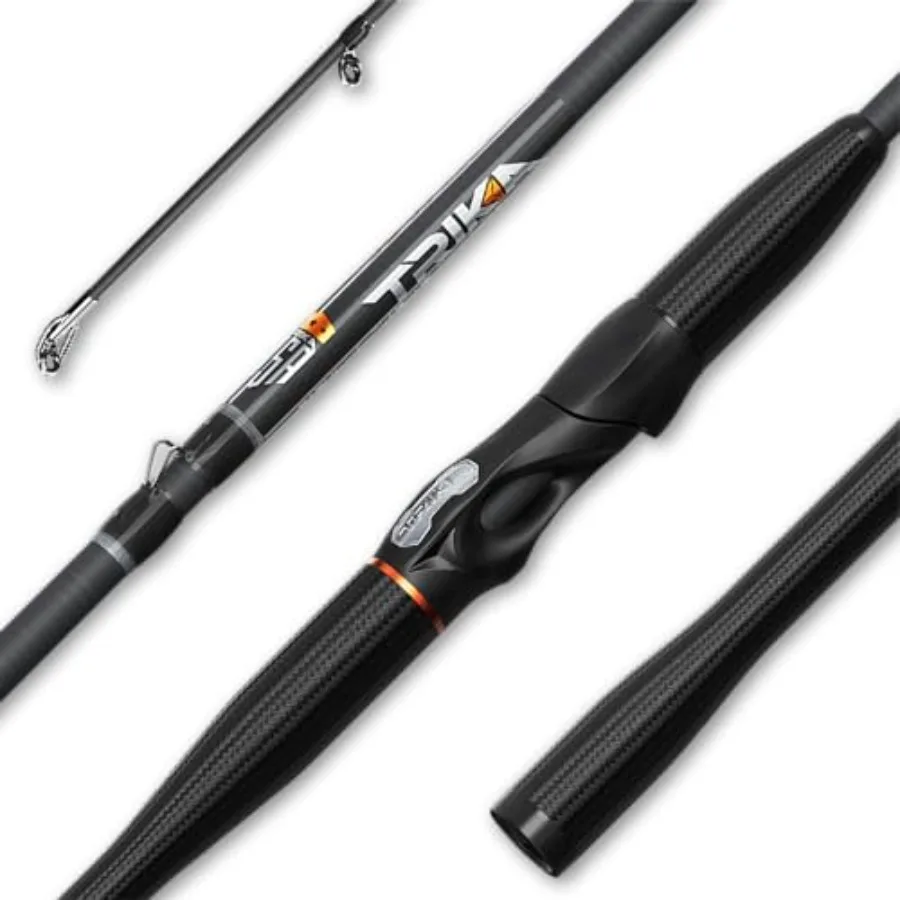 

Freshwater fishing rod with carbon weave pole, black color, 6X extra sensitive vibration and longer casting for lightweight spi