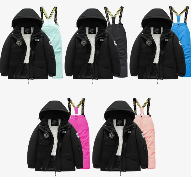 

Winter Ch ildren's Skiin g Suit for Boys and Girls Windproof and Waterproof Thick Coat for Wa rmth and Snow Playing Equipment 2