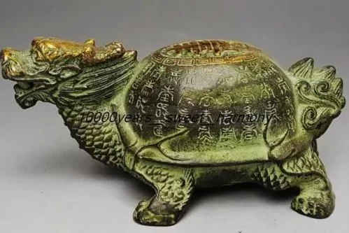 VINTAGE CHINESE BRONZE GILT OLD HANDWORK DRAGON TURTLE STATUE