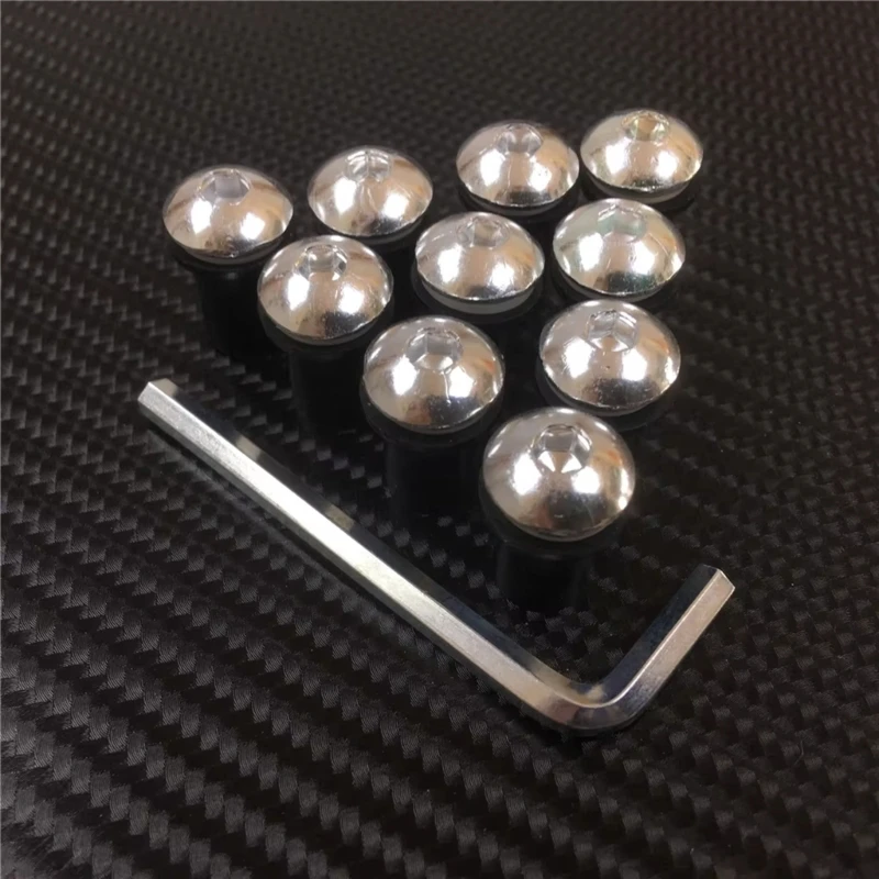 0xxd 10pcs มอเตอร์ไซค์ M5x16mm windscreen สลักเกลียวน็อตน็อต Universal กระจกหน้ารถอลูมิเนียมชุดอุปกรณ์เสริมมอเตอร์ไซค์