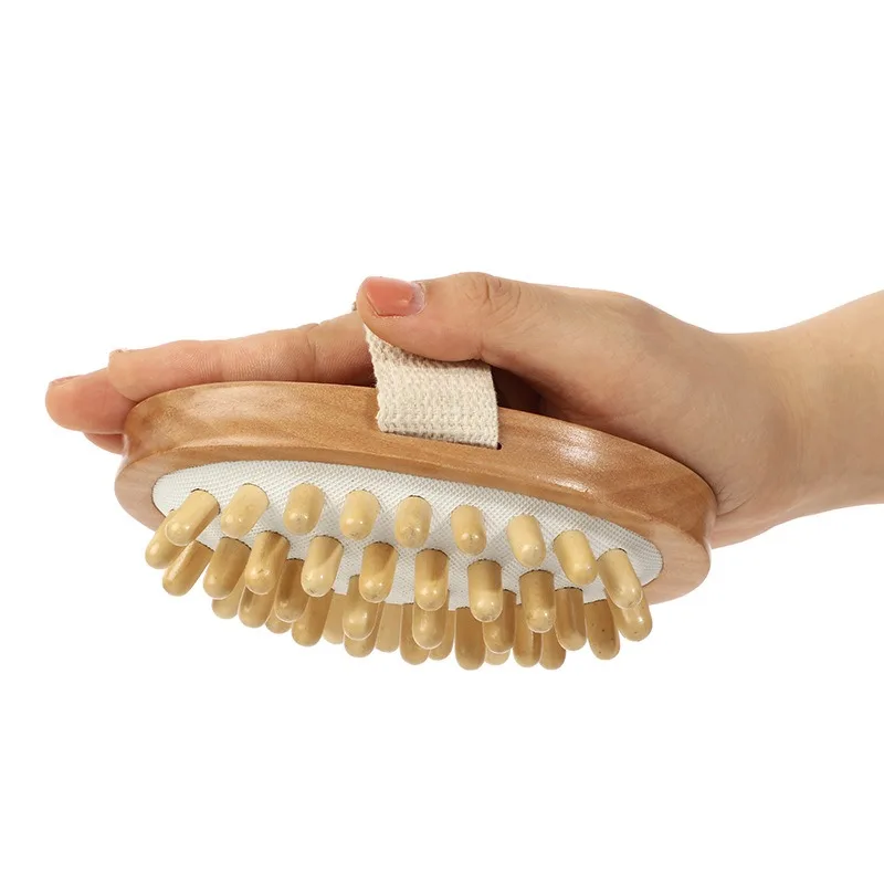 나무 바디 브러시, 에센셜 오일 비터, 헤무 핸드헬드 샤워 바디 브러시, 스파 스크러빙 마사지 브러시