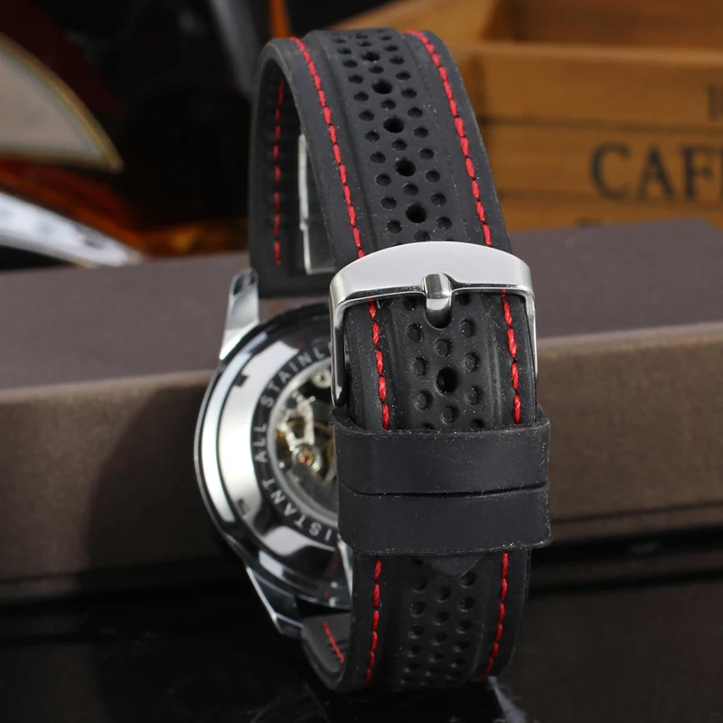 2024High End Luxury Transparent Skeleton Mechanical Automatic Watches for Men Fashion Classics Waterproof Rubber Male Wrist Band