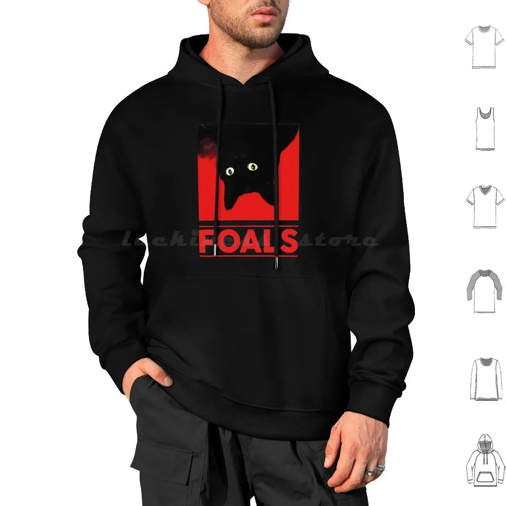 Funny Gift Black Cat Foals Gifts For Fan Hoodie cotton Long Sleeve Funny Black Cat Foals For Fan Band Music For Him Him Guitar