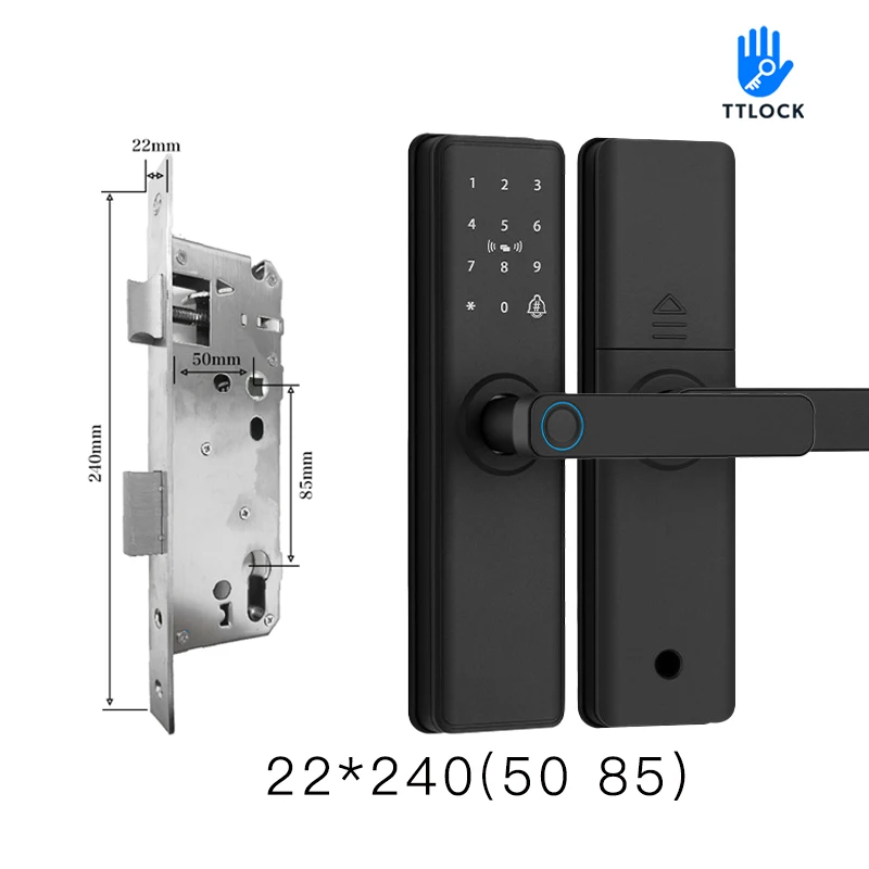 2026 Smart Door Lock With Bluetooth-compatible TTLock APP Digital Electronic Lock Smart Home Wooden Door Lock Fingerprint image 3