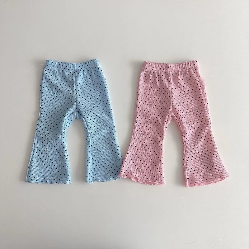 

Girl's Spring and Summer Thin Pants New Collection 2026 Korean Children's Clothing Polka Dot Slight Flare Versatile Casual Pants