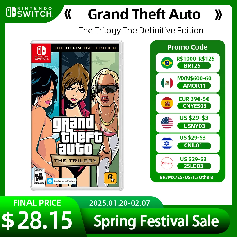 Grand Theft Auto The Trilogy The Definitive Edition GTA Nintendo Switch Game Deals Adventure Genre for Switch Game Console