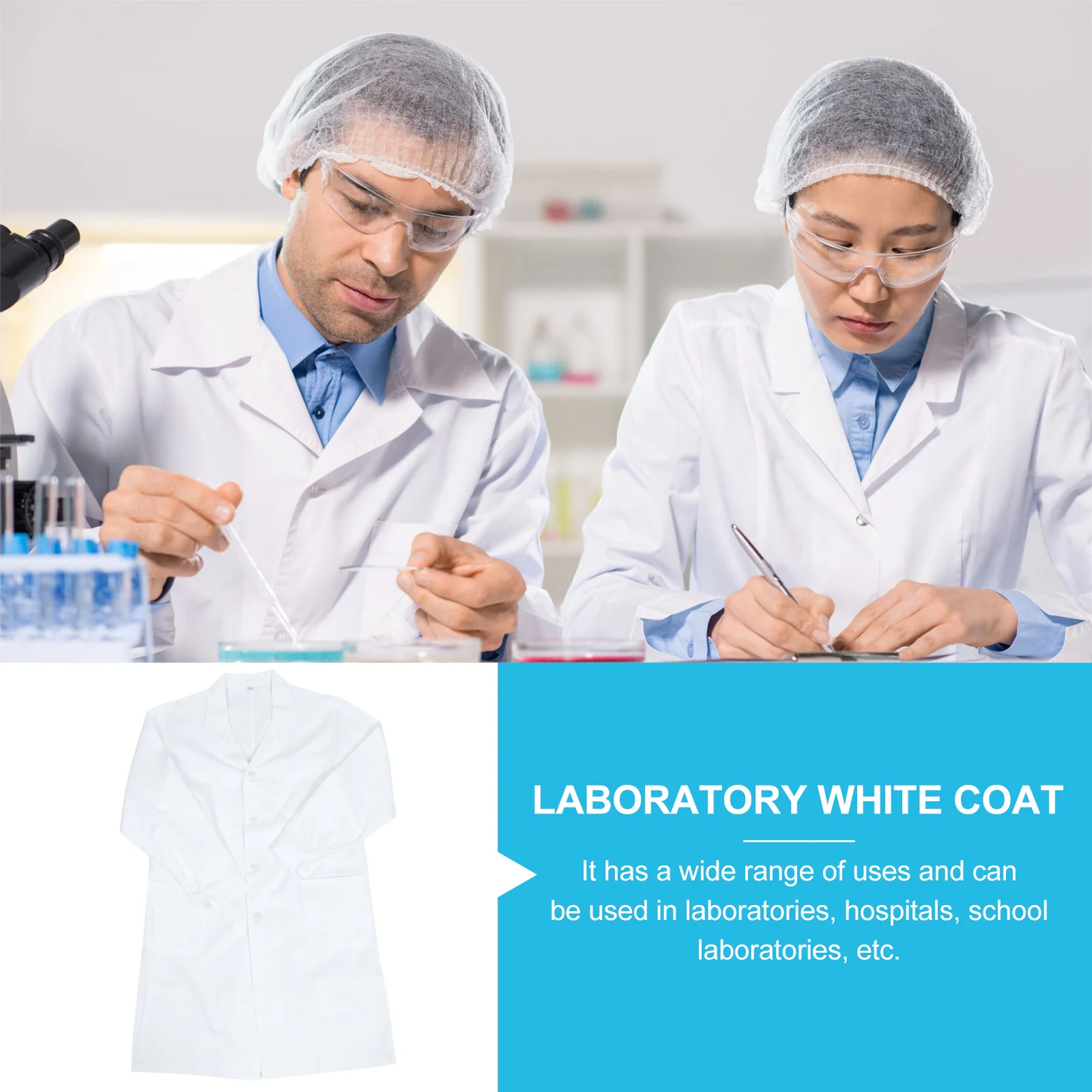 Costume da laboratorio traspirante uniforme medica a maniche lunghe in cotone bianco da medico per il personale scolastico del laboratorio ospedaliero