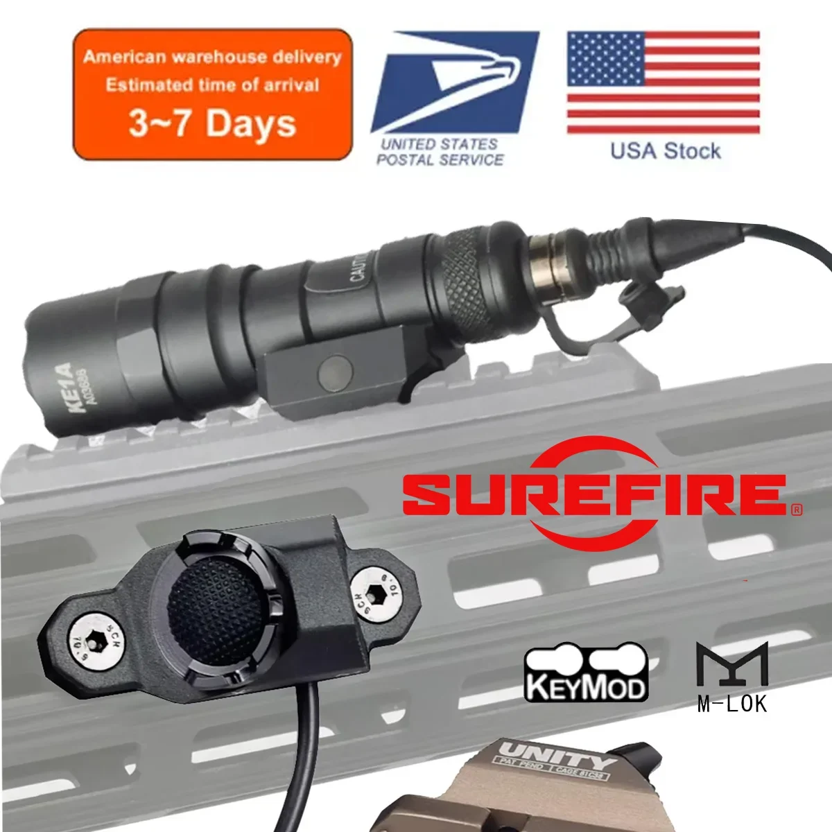 Tactical SureFire M300 M600 SF Plug M Lok Keymod UNITY Hot Button Pressure Remote Switch Rifle Airsoft Scout Weapon Flashlight