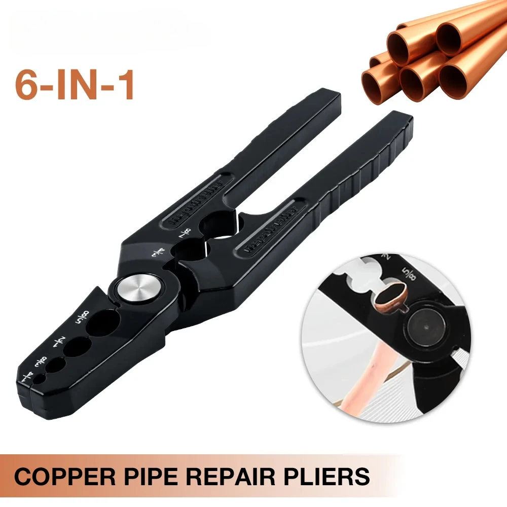 Pince à arrondir les tuyaux de climatisation 6-en-1, outils de restauration de tuyaux plats, diamètres 1/4" 3/8" 1/2" 5/8" 3/4" 7/8"