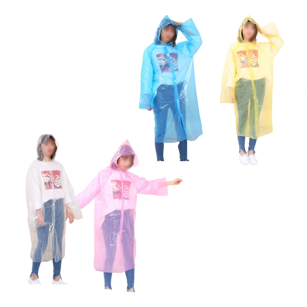 4 Pcs Unisex Raincoat Ponchos for Adults Portable Thicken with Hood Men and Women