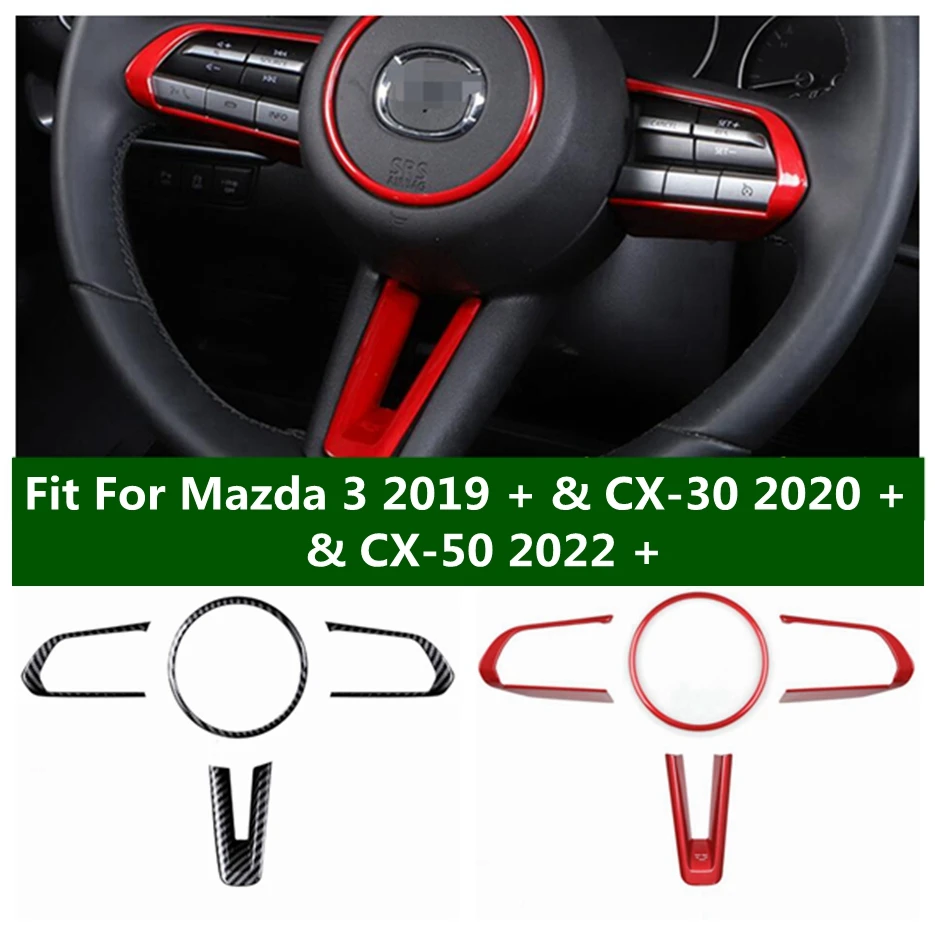 

Carbon Fiber Look Steering Wheel Button Cover Trim Sticker Bezel For Mazda 3 2019 -2023 & CX-30 2020 - 2023 & CX-50 2022 - 2024