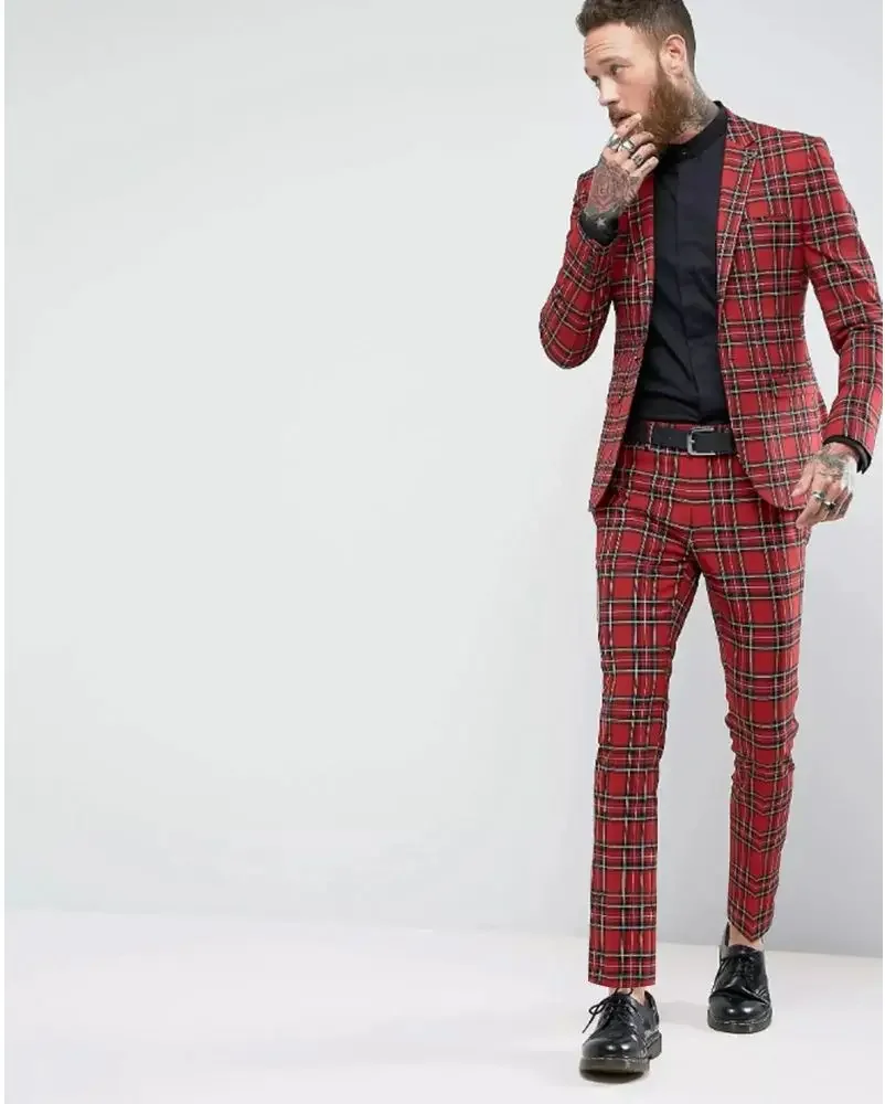 High Quality Men Suit Two-pieces(Jacket+Pants) New Fashion Formal Groom Wedding Prom Banquet Male Clothing