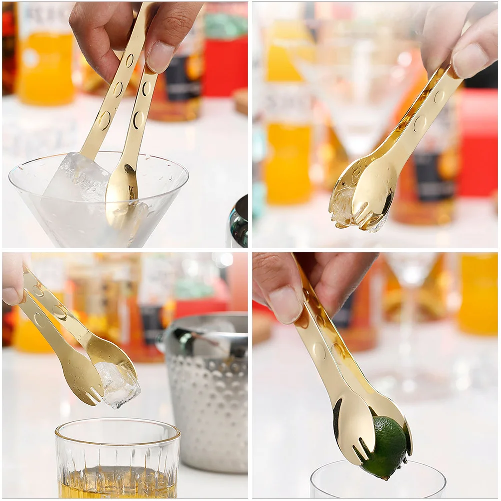 1pc Stainless Steel Ice Cube Tong Food Grade 304 Multi-Use Kitchen Tongs For Buffet Bbq Salad Grilling Cooking Serving