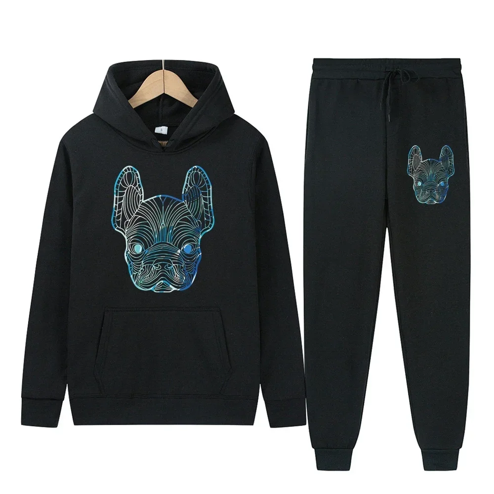 Winter and Autumn Fleece Thickened Hooded Pullover Sweater Jacket for Men, Casual Sports Outfit, Two-piece Set for Men